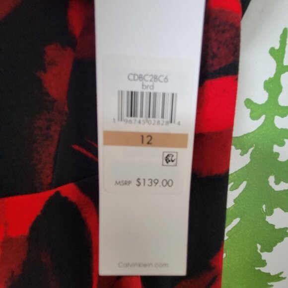 New Calvin Klein Floral Split Neck Sleeveless Dress - Picture 5 of 8